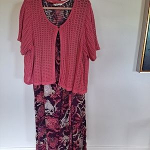 Plum and pink print dress